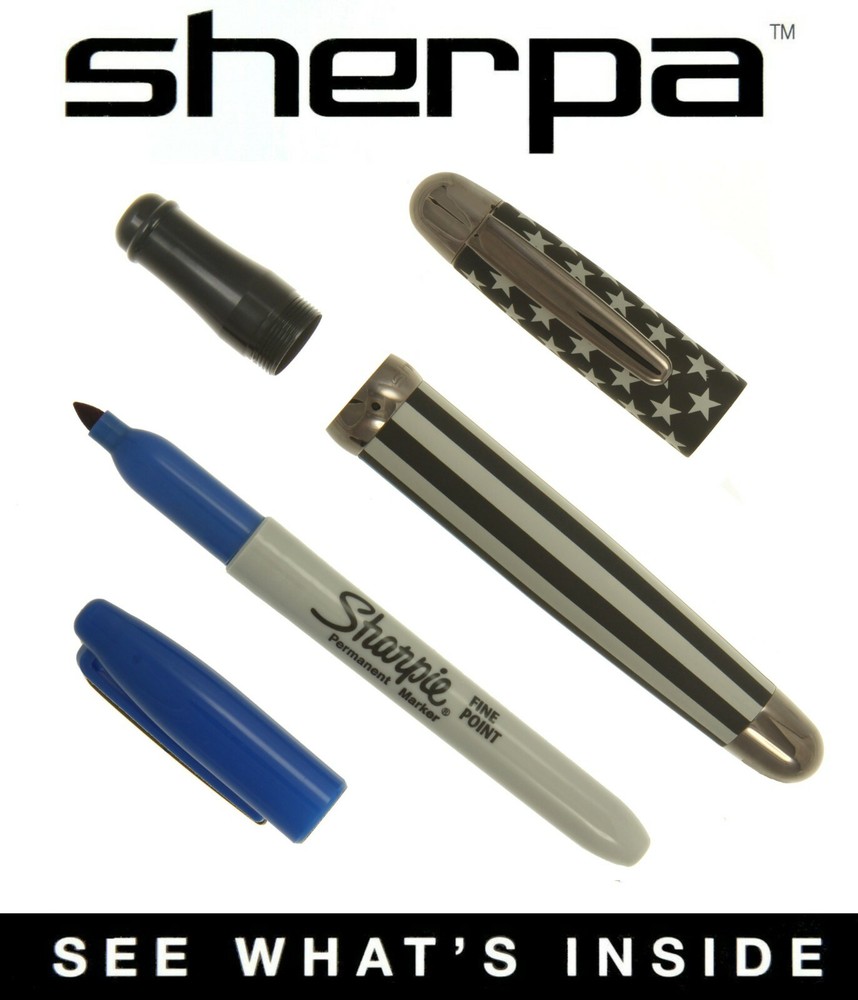 Sherpa #5065 Thin Blue Line Pen Holder With Blue Sharpie