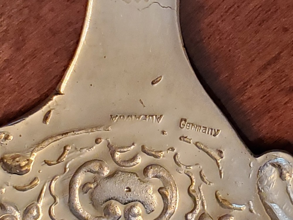 Continental Silver Tea Strainer Rococo Style Scrolls Marked Germany