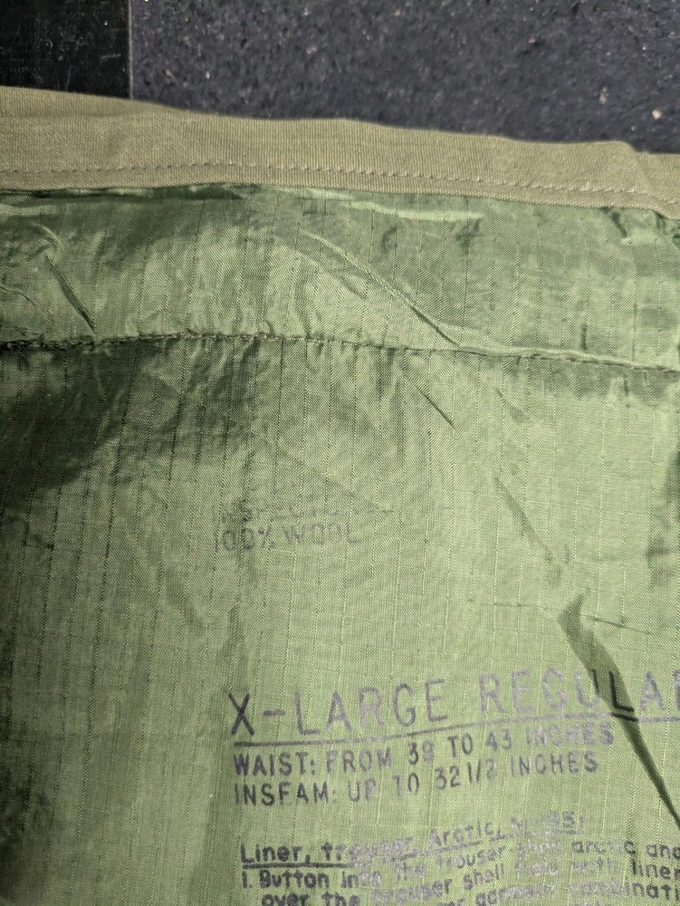 USGI M-1951 Arctic Trouser Liner X-Large Regular Wool