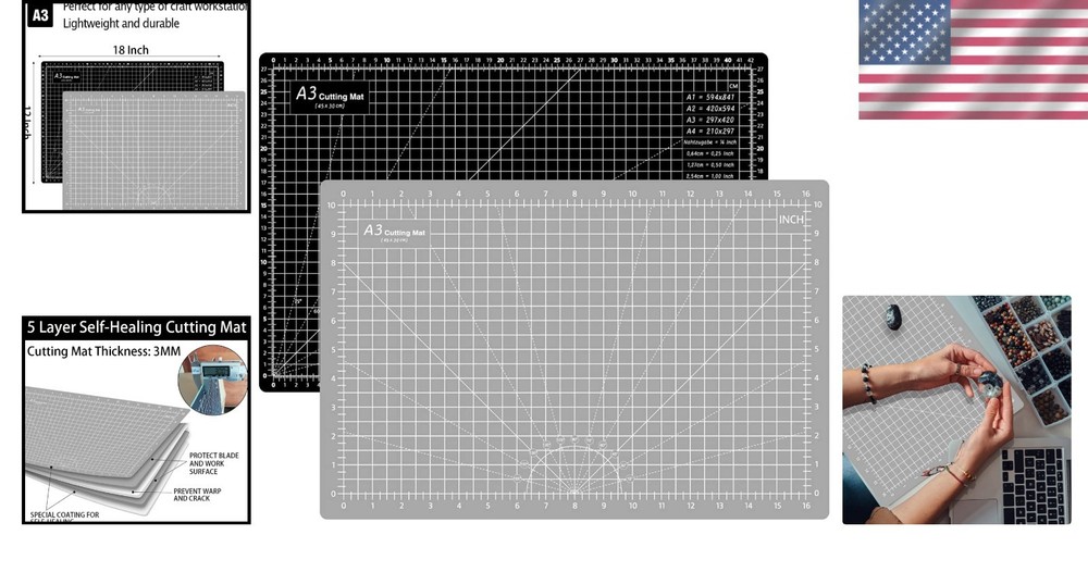 Thickened 18x12 Craft Cutting Mat - Self-Healing & Versatile for DIY Projects