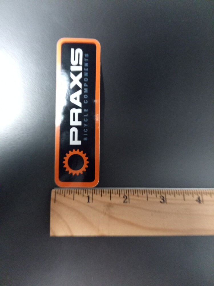 4.2" Praxis Bicycle Components Decal/Sticker Orange/Black/White