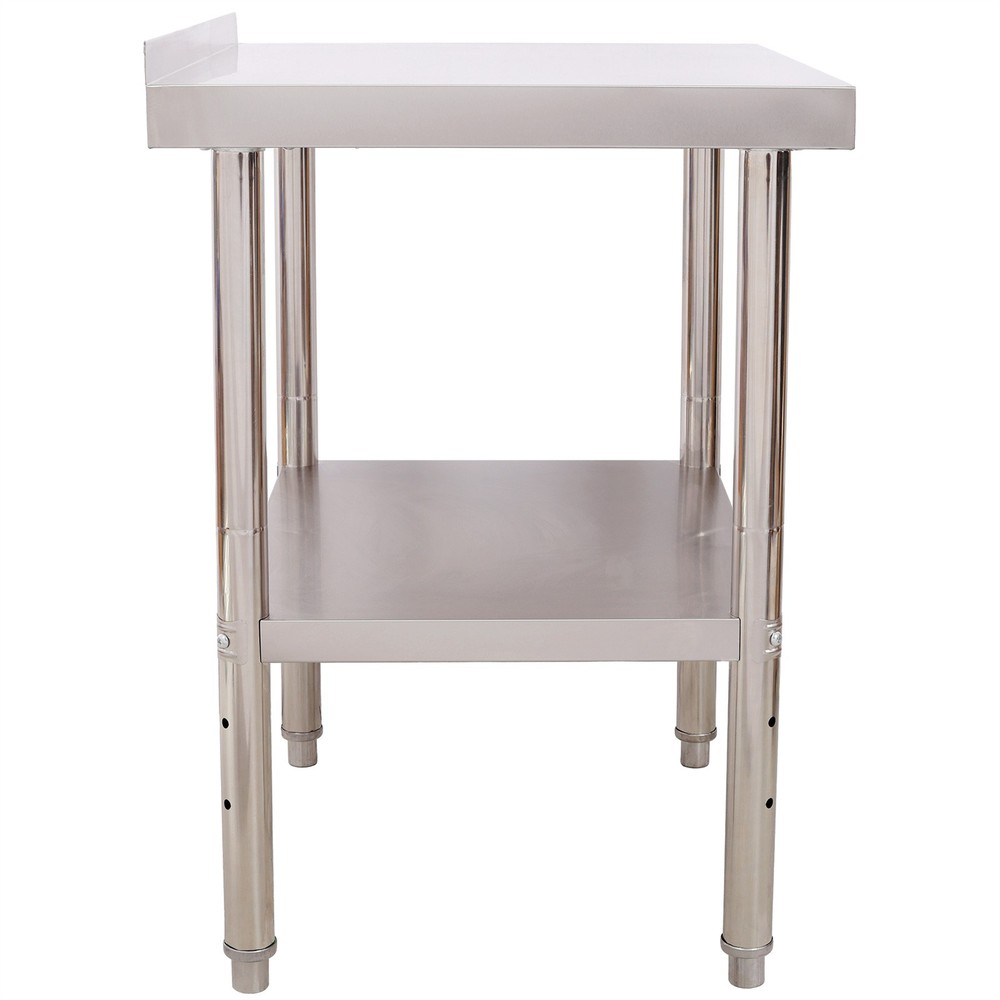 Stainless Steel Prep Table Adjustable Undershelf Workstation with Backsplash