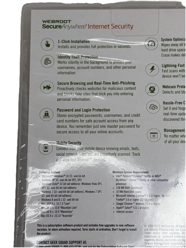 Webroot SecureAnywhere Internet Security - Full Version for Windows & Mac Disk
