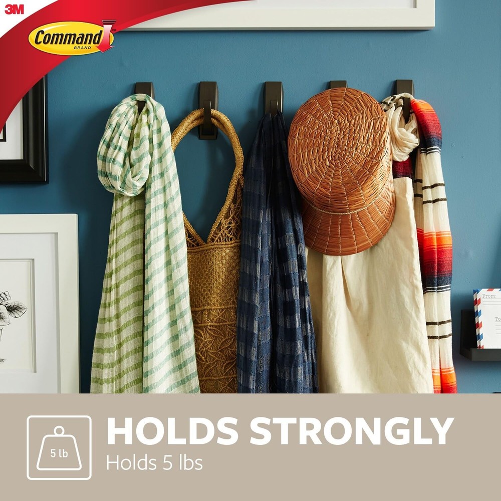 Command Large Modern Reflections Metal Hook, Brushed Large, Nickel