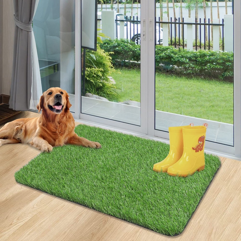 TREETONE Artificial Grass Door Mat, Thick 2' x 2'11" (Rectangular), Green