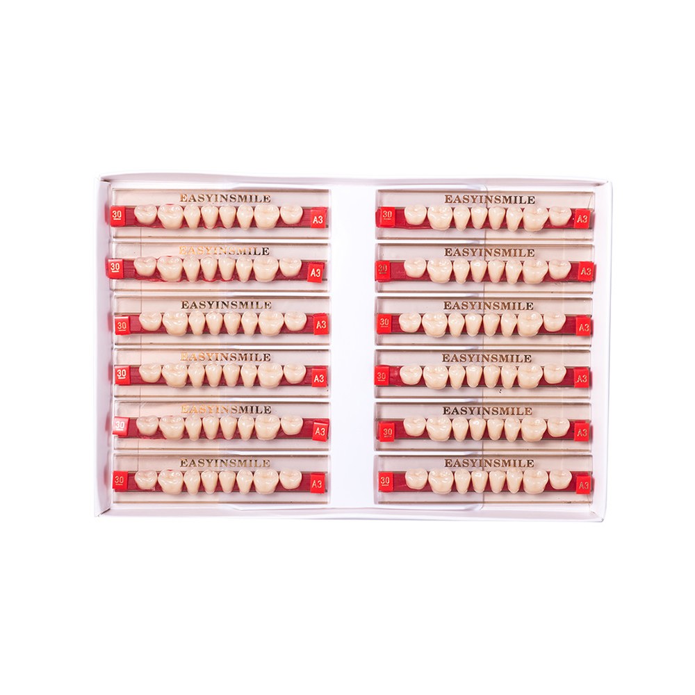 Dental acrylic resin Denture false Teeth DIY A1/A2/A3 Upper Lower Full set 【US】