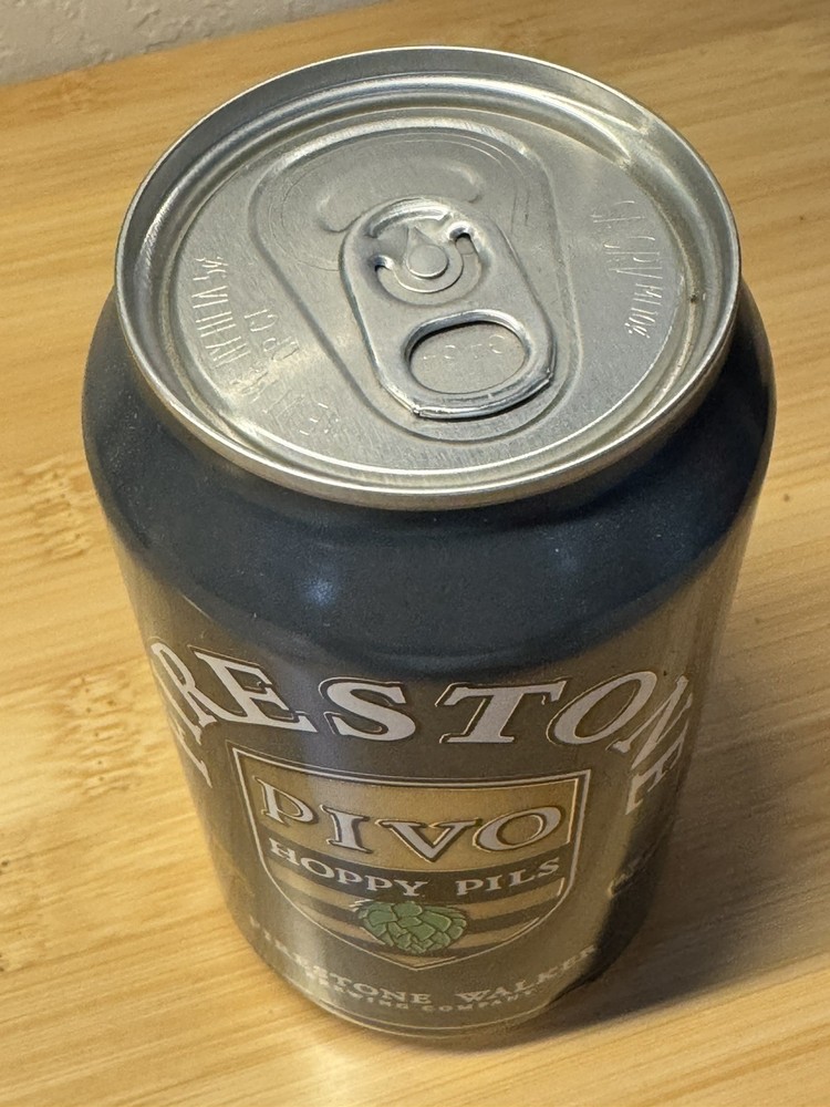 Firestone PIVO Hoppy Pils - Empty Beer Can Bottom Opened