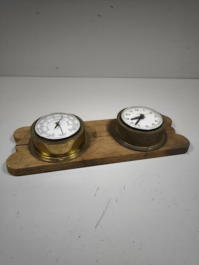Vintage Wall Clock & Barometer Set - Working
