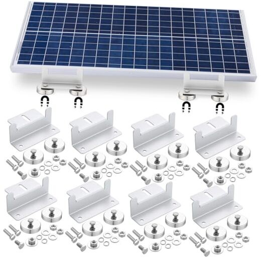 Pack 1200 Lbs No Drill Magnetic Solar Panel Mount Bracket Solar Panel 8 Silver