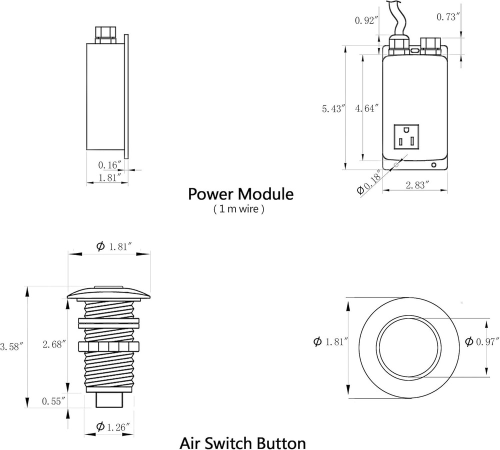 Air Switch Button for Sink Top Garbage Disposal Part, Champagne Bronze