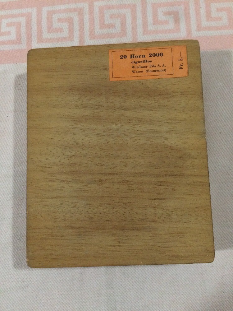 Old empty wooden box Horn 2000