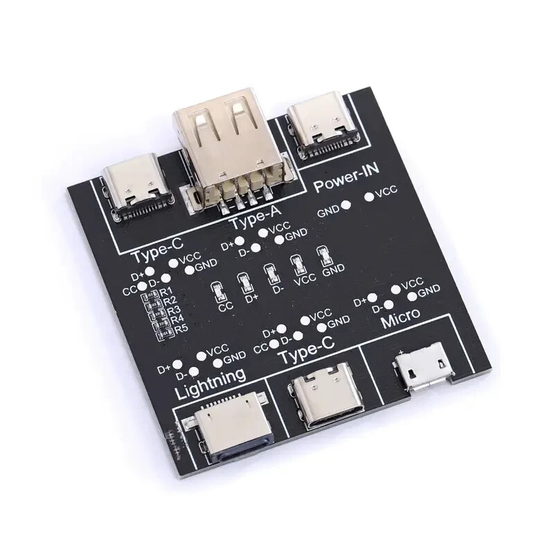 Dual USB & Type-C Cable Tester Board – lighting Connector and Micro USB tester