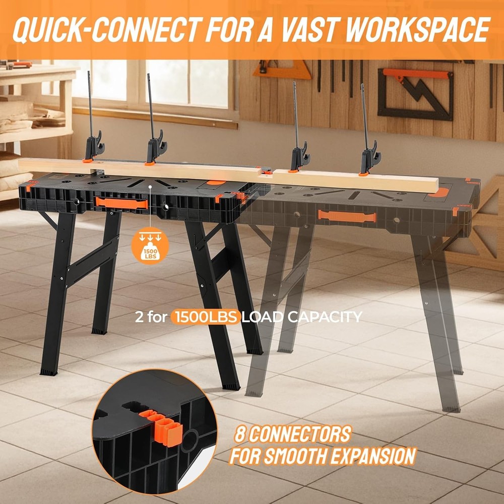 Folding Work Bench Portable Work Table for Garage, Table Saw,Workshop,Home DIY
