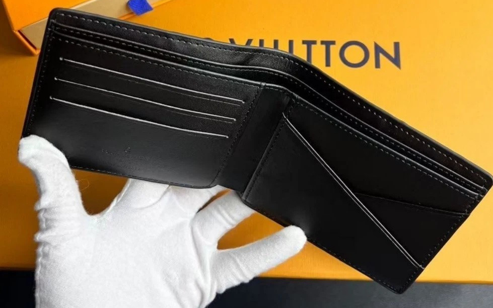 Louis Vuitton Eclipse LV Monogram Black Leather Bifold Wallet W/Box
