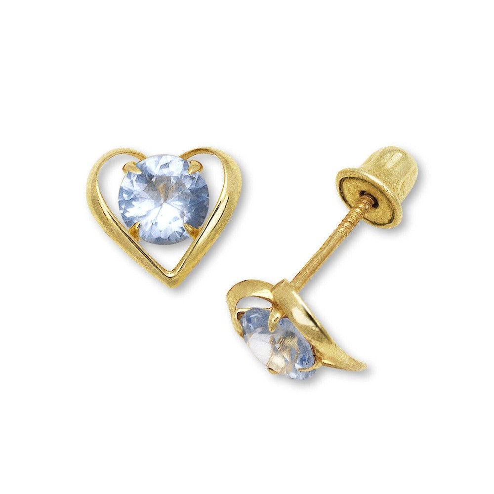 14k Yellow Gold CZ Open Heart Stud Earrings