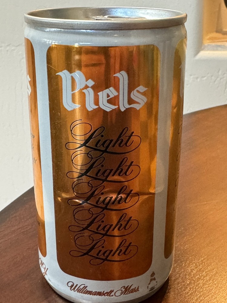 Piels Light - copper colored aluminum empty Beer Can - Bottom Opened