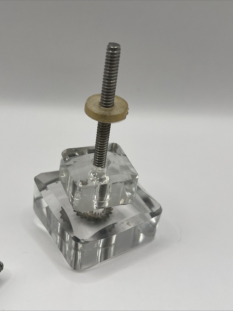 4 Clear Glass Cabinet Knobs Pulls Square Silver Flower 3”x 1.5” Read!