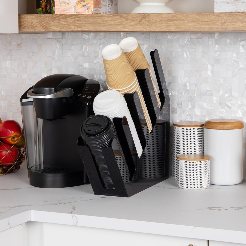 Mind Reader Cup & Lid Dispenser, Countertop Organizer, Coffee Bar, Beverage Stat
