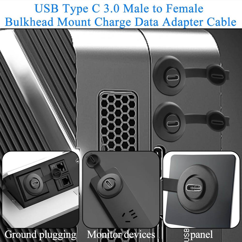 5Gbps USB C Threaded Fixed Short Cable USB Type C 3.0 Male to Female Embedded...