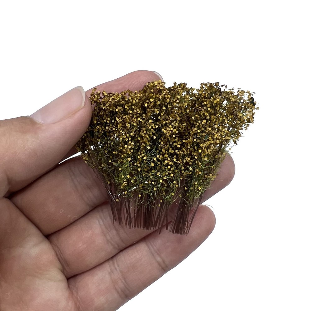 Miniature Shrubs, Withered Yellow, Static Grass Tuft, Model Train Landscape