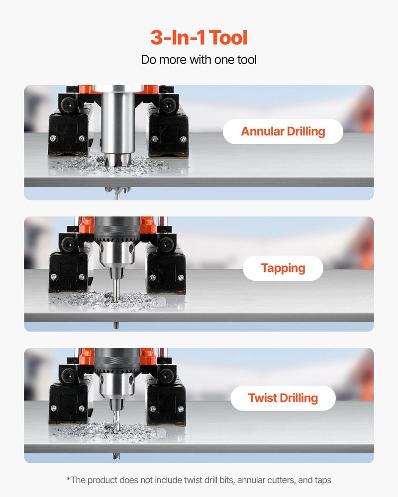 Versatile Magnetic Drill 1400W 2in Function 0-750RPM Reliable Grip