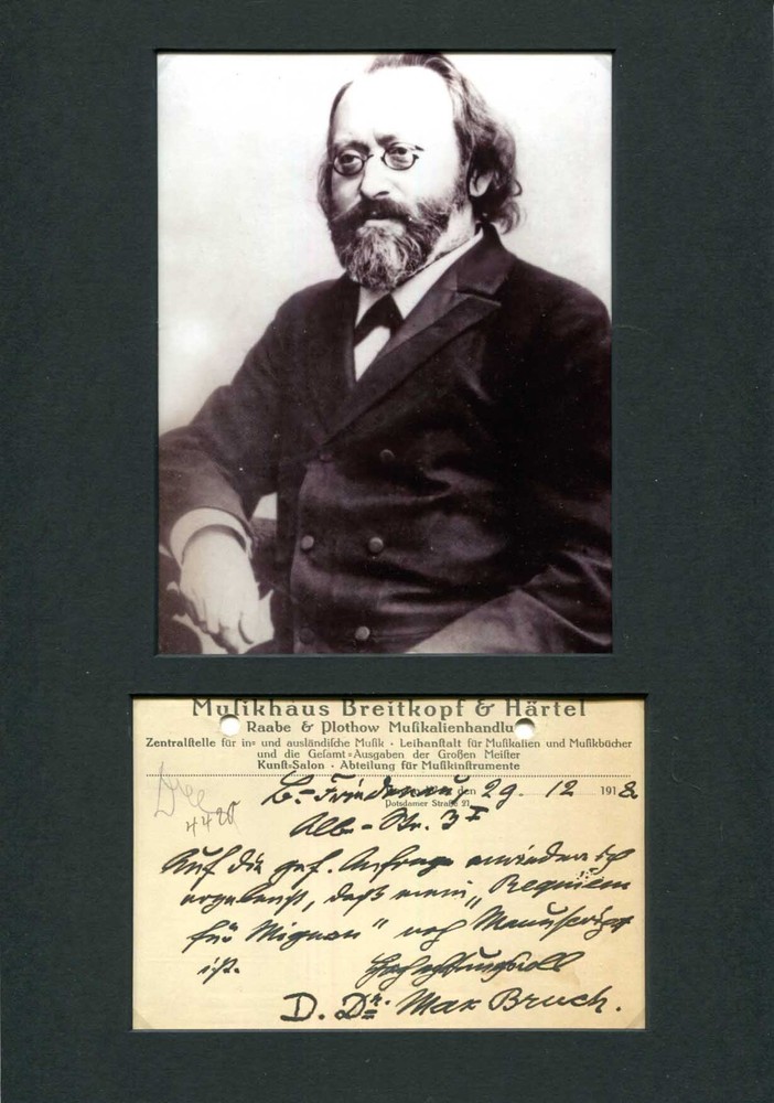 Max Bruch ROMANTIC COMPOSER autograph letter signed & mounted