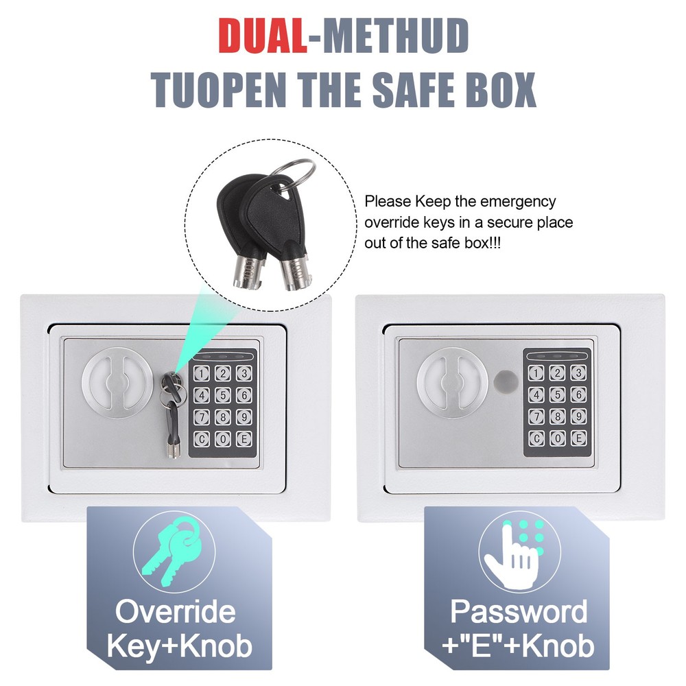 Small Safe Box Digital Electronic Security Safe Box for Home White