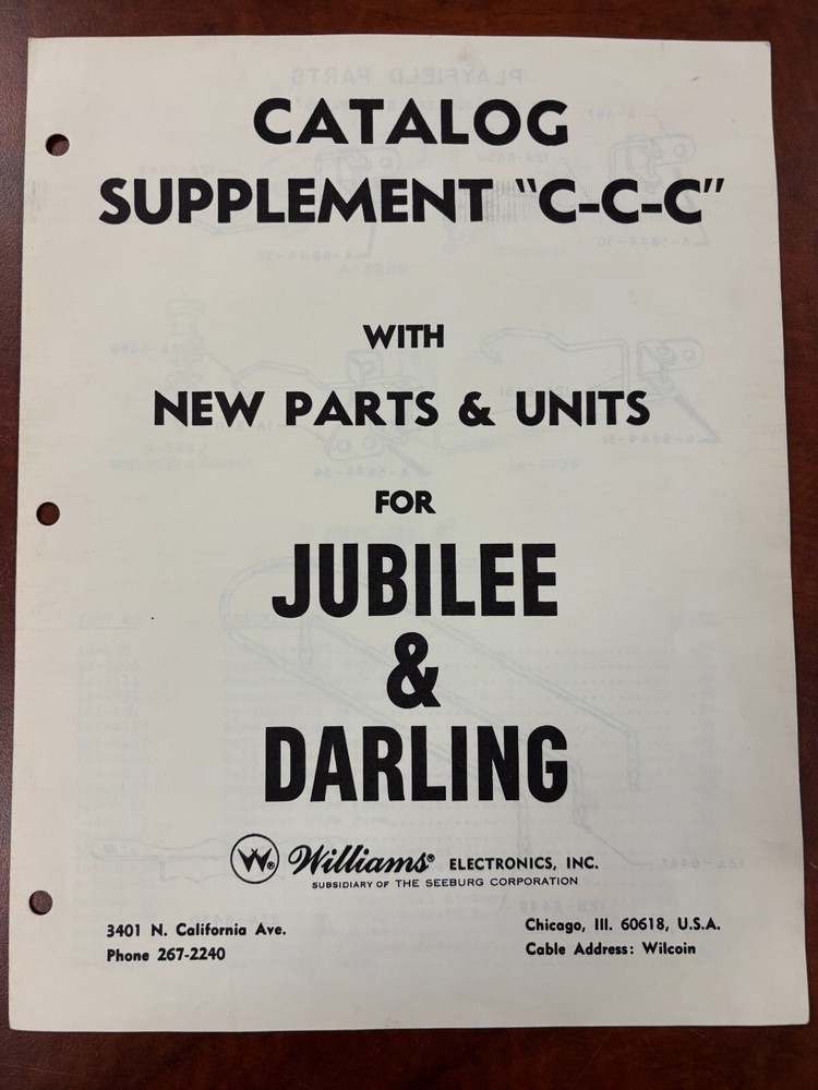 ORIGINAL-WILLIAMS-JUBILEE-SCHEMATICS-CATALOG SUPPLEMENT