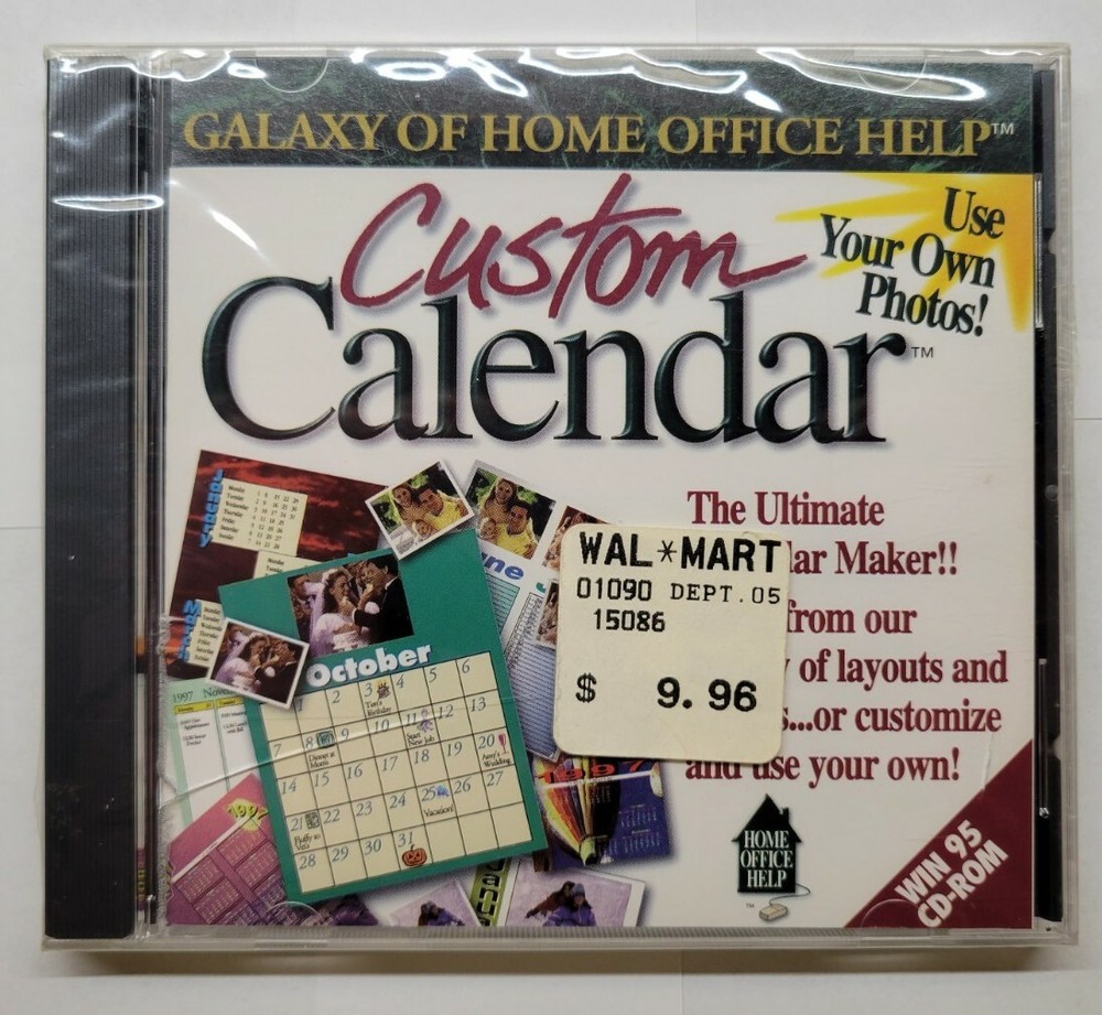 Custom Calendar Vintage Sealed Windows 95 Software