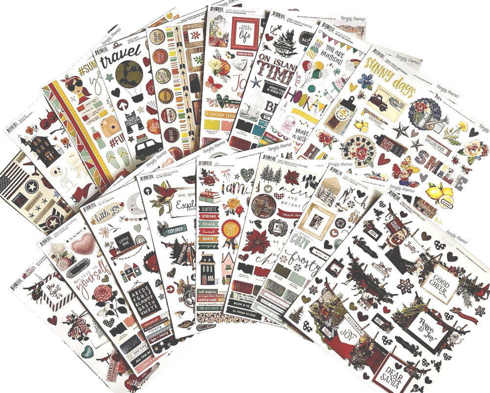 NEW SET!  (B)  SIMPLE STORIES STICKER SHEETS   (17 sheets)  Save 70%