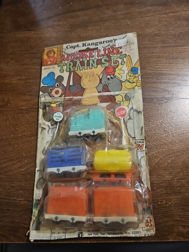 Capt Kangaroo’s Moose Line Train Set 7pcs. 1977 Jack Oak New