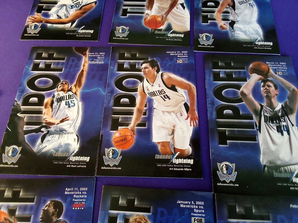 9 DALLAS MAVERICKS PROGRAM 2001-02 ROCKETS SPURS SONICS BUCKS NETS WARRIORS
