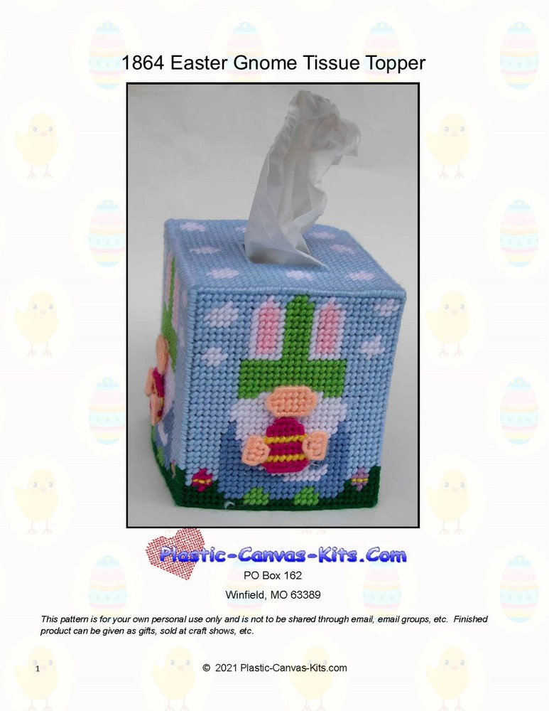 Easter Gnome Tissue Topper-Plastic Canvas Pattern or Kit