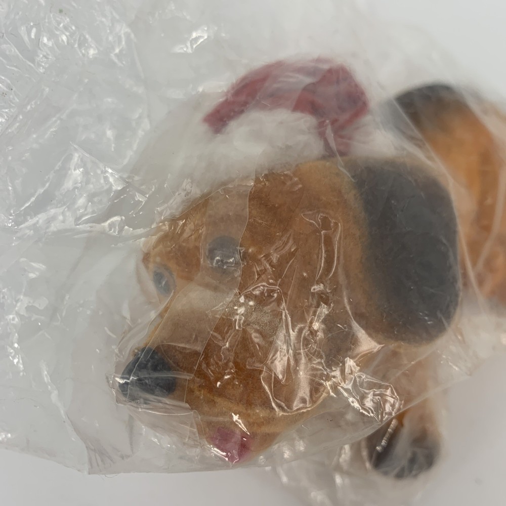 Vtg Flocked Christmas dog