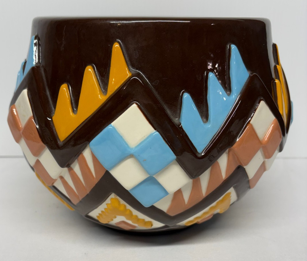 1988 Atlantic Mold Southwestern Styled Ceramic Glazed Planter 7"