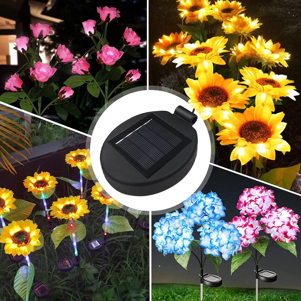 Solar Lantern Light Replacement Top for Flower ,LED 2PCS, Black