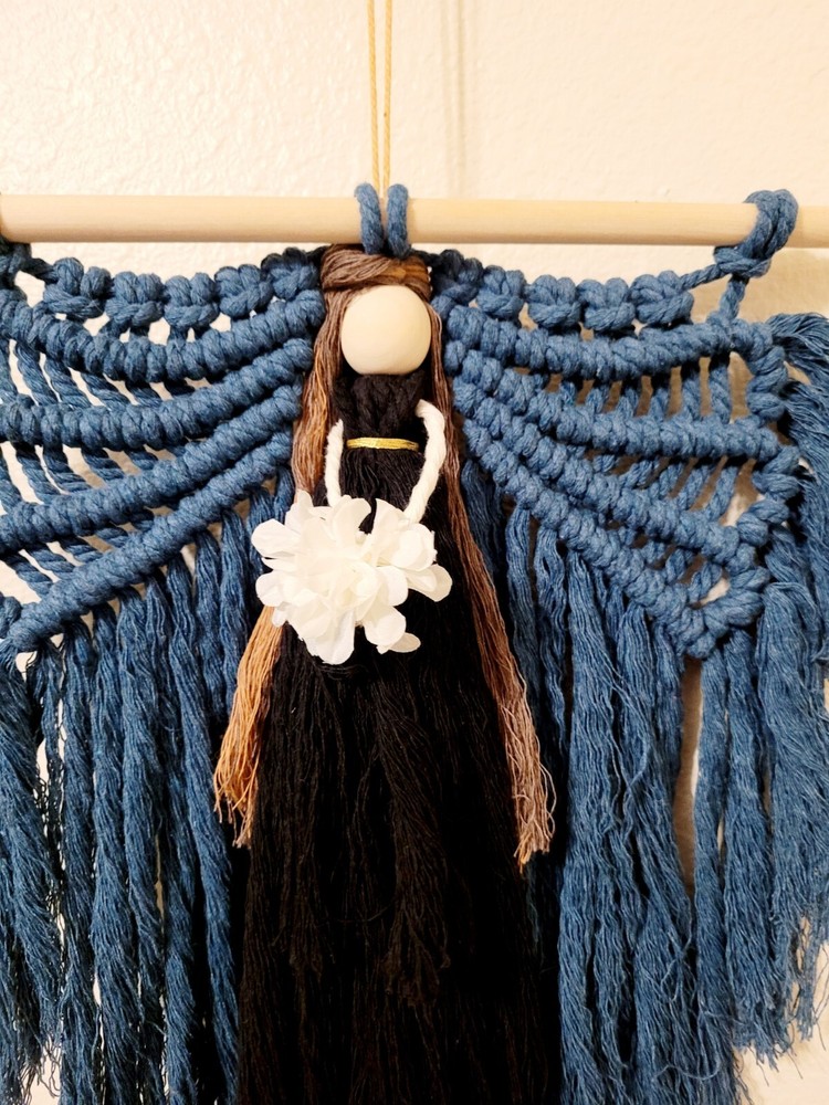 Macrame Handmade Wall Hanging Decor Crocheted Angel Doll Made From Cotton Thread