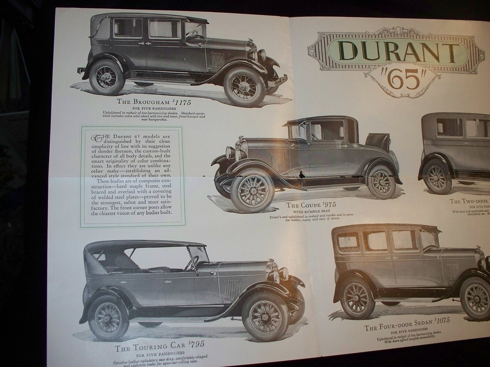 1920's Durant "65" Automobile Car Advertising Brochure