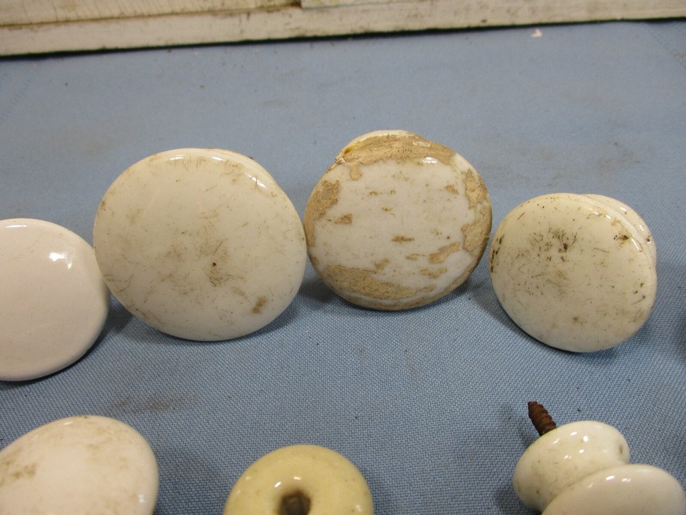 23 Porcelain Knobs / Pulls - Antique & Vintage - Nice, Worn, Used Condition