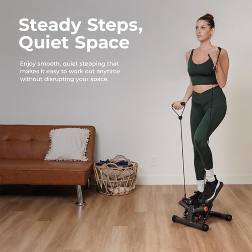 Mini Stepper for Home Exercise, Stair Step Workout Machine with Resistance Bands