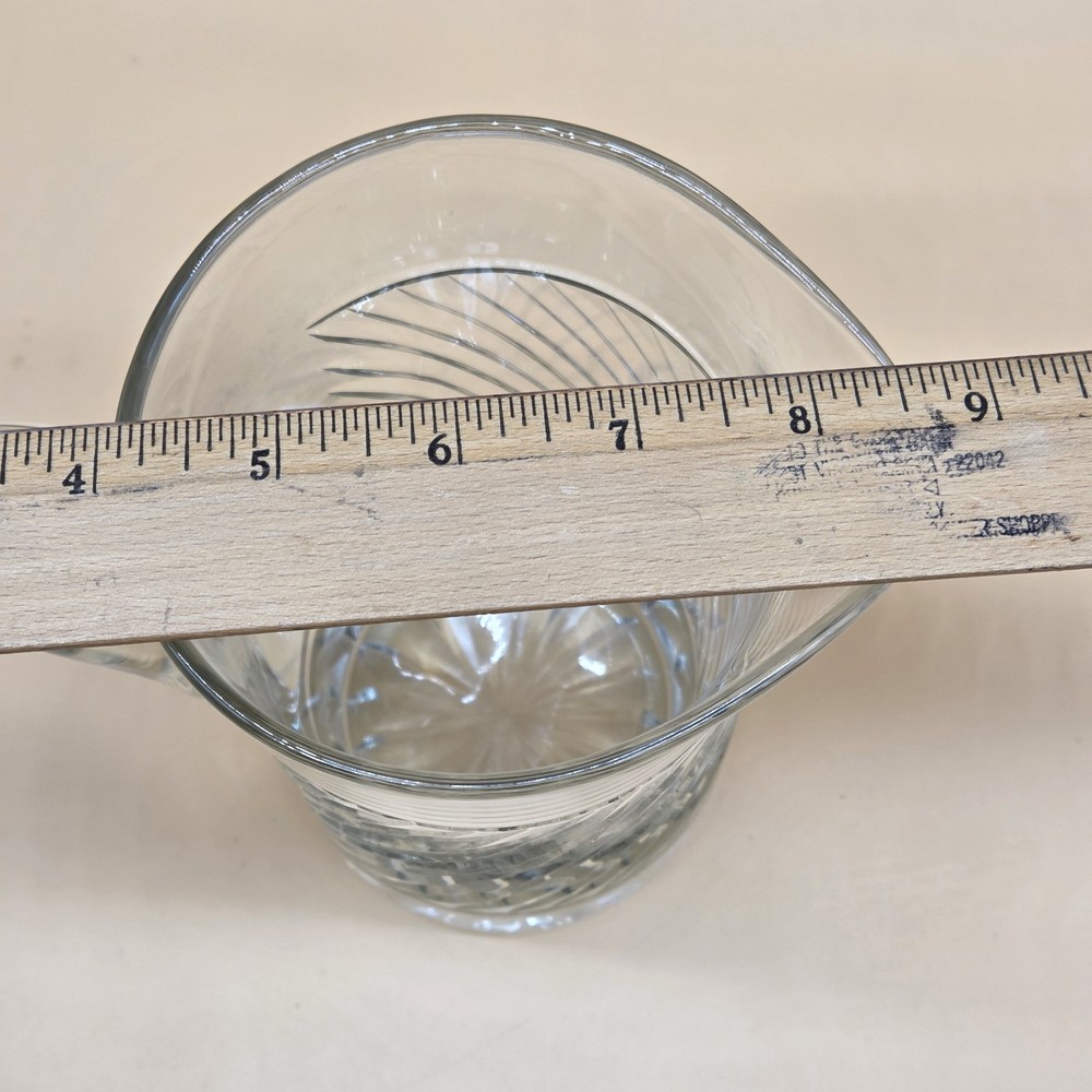 Vintage Clear Pressed Glass Pitcher Handle Vase Excellent Condition