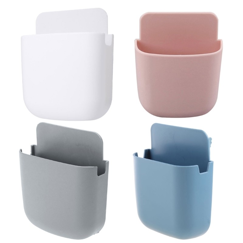 Remote Control Holder Wall Mount Media Storage Box Hole-Free for Bedside Table