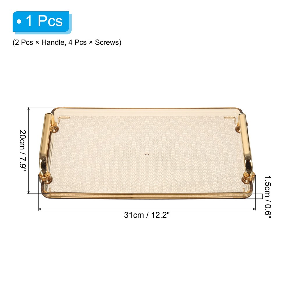 12.2" x 8.7" Modern Rectangular Decorative Tray Jewelry Platter Amber