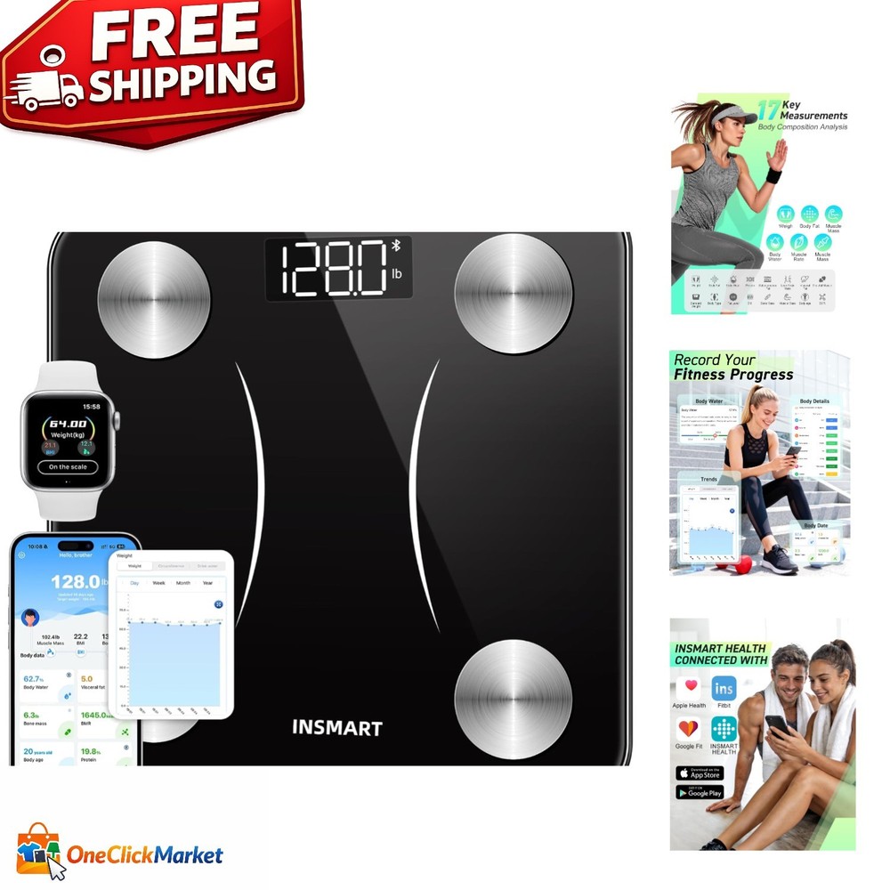 Advanced Body Fat Analyzer - 400 lb Capacity Scale with Bluetooth & App Tracking