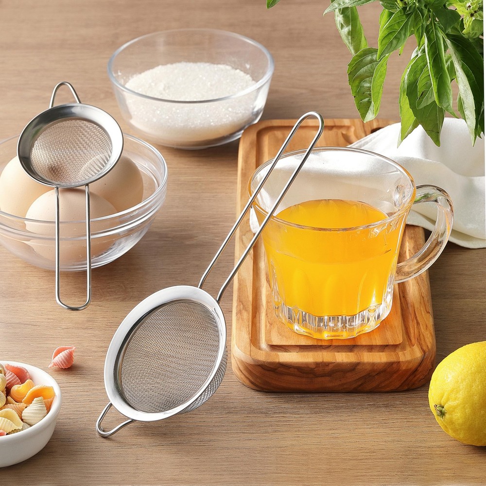 2 Pack Fine Mesh Strainers, Mini Stainless Steel Strainer with Small, Sliver