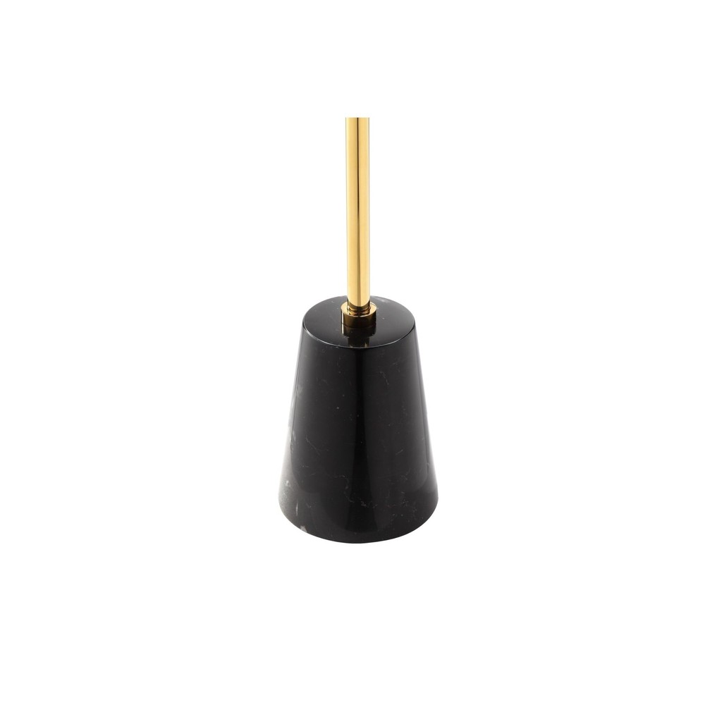 Benjara Frank 12" Drink Side End Table- Gold Top- Black Marble Solid Cone Base