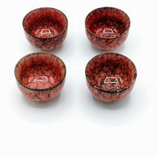 Red Ceramic Traditional Chinese Teacups