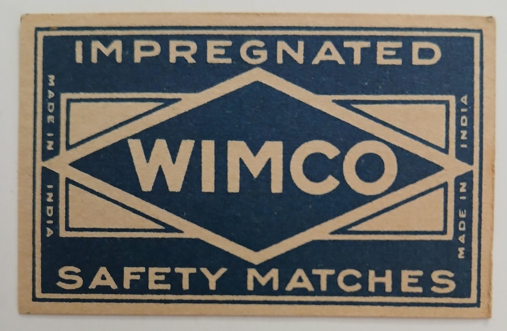 OLD MATCHBOX LABEL  - WIMCO - MADE IN INDIA