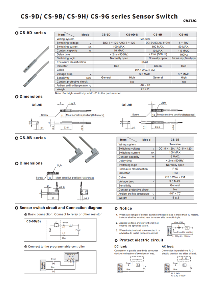 CHELIC CS-9D Magnetic induction Sensor Switch
