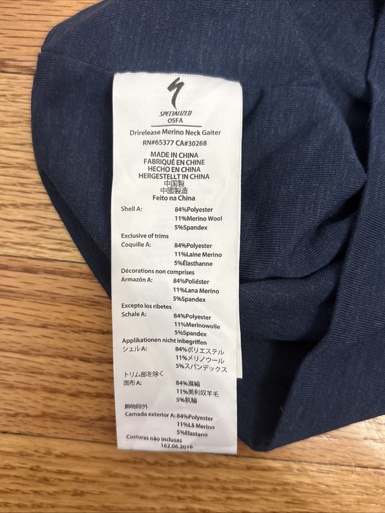 Specialized Neck Gator Drirelease Merino Wool Blue Adjustable